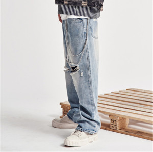 Custom Men's Hip-pop Jean Pants| Custom Wide-leg Jean Pants| Wholesale Loose Jean Pants