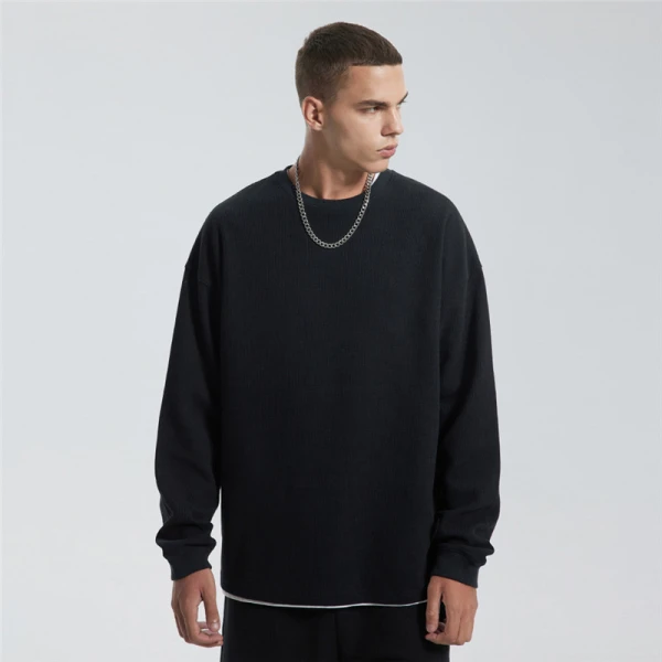Custom Leisure Men's Sweatshirts| Crew Neck Drop Shoulder Sweatshirts Manufacturer| 100% Cotton High Street Sweatshirts For Men