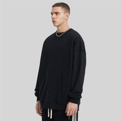 Mens Long Sleeve Hip Pop Sweatshirt| Crew Rib Neck Sweatshirts For Men| 100% Cotton Mens Sweaters Manufacturer