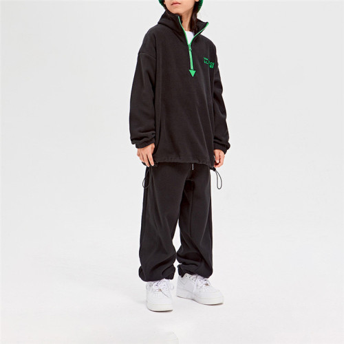 Custom Kid's Winter Tracksuit| Half Zipper Hoodie And Pants Set For Kids| Custom Polar Fleece Sports Tracksuit