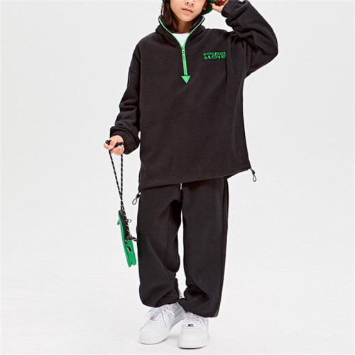 Custom Kid's Winter Tracksuit| Half Zipper Hoodie And Pants Set For Kids| Custom Polar Fleece Sports Tracksuit