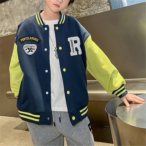 Custom Kids Varsity Jacket| PU Leather Sleeves Varsity Jacket| Custom Embroidery Patches LOGO Jacket| 2022 Trendy Baseball Jacket For Kids