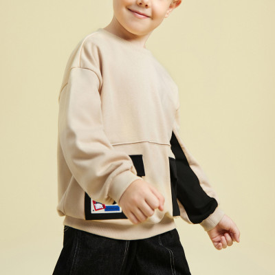 Custom Kids Casual Loose Sport Pullover Sweater| Contrast Color Two Side Big Pocket Pullover | Without Hat Streetwear Pullover