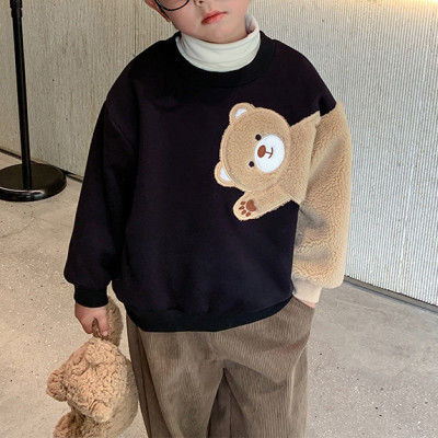 Custom Kids Cute Bear Casual Pullover Sweater| Streetwear Sport Loose Top | High Street Loose Pullover