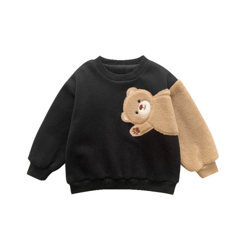 Custom Kids Cute Bear Casual Pullover Sweater| Streetwear Sport Loose Top | High Street Loose Pullover