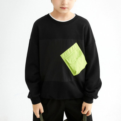 Custom Kids Splicing Loose Sport Pullover Sweater | Streetwear Casual Without Hat Top | High Street Hip Hop Pullover