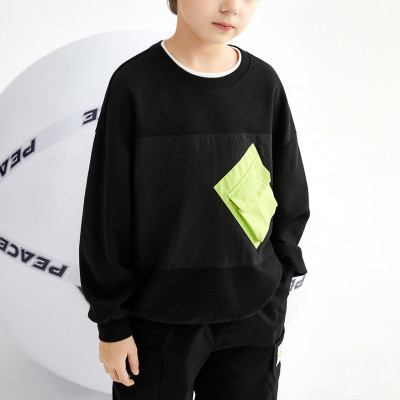 Custom Kids Splicing Loose Sport Pullover Sweater | Streetwear Casual Without Hat Top | High Street Hip Hop Pullover