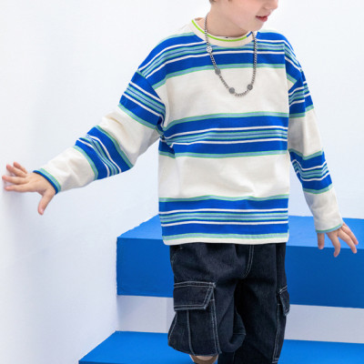 Custom Kids Stripe Casual Pullover Sweater| High Street Hip Hop Top | Loose Streetwear Sport Pullover Sweater