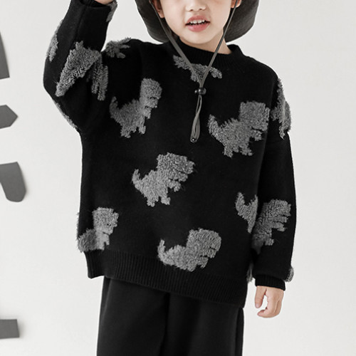 Custom Kids Cute Dinosaur Pattern Sweater | Loose Casual Streetwear Pullover | High Street Fashion Top