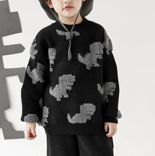 Custom Kids Cute Dinosaur Pattern Sweater | Loose Casual Streetwear Pullover | High Street Fashion Top