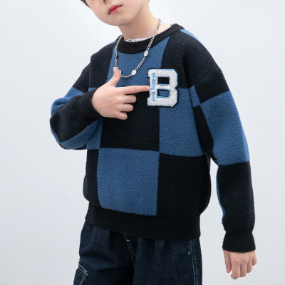 Custom Kids Splicing Text Casual Sweater | Loose High Street Pullover | Streetwear Fashion Top