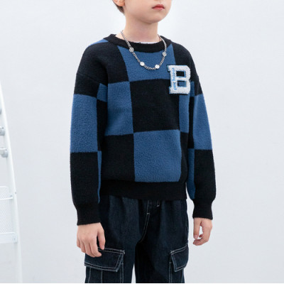 Custom Kids Splicing Text Casual Sweater | Loose High Street Pullover | Streetwear Fashion Top