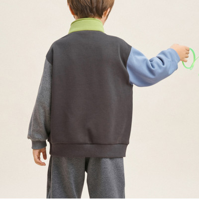 Custom Kids Unisex Hoodie | European American Style Kids Top | Half Zipper Stand Collar Pullover | Contrast Colors Pullover For Kids