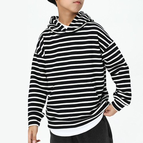 Custom Kids Unisex Hoodie | European American Style Kids Top | Stripe Pattern Hoodie | Casual And Street Wear For Kids