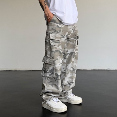 Custom Men's Camouflage Casual Trousers | Straight Acide Wash Pant | Loose High Street Pant