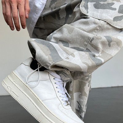 Custom Men's Camouflage Casual Trousers | Straight Acide Wash Pant | Loose High Street Pant