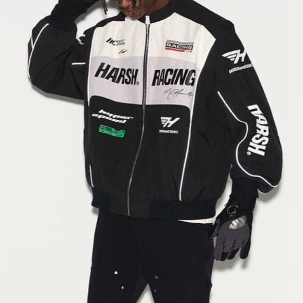 Custom Men's Stand Collar Jacket| Custom Retro Racing Bomber Jacket| Wholesale High Street Jacket