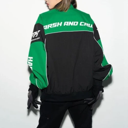 Custom Men's Stand Collar Jacket| Custom Retro Racing Bomber Jacket| Wholesale High Street Jacket