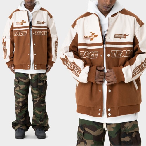 Custom Men's High Street Jacket| Custom Racing Baseball Jacket| Wholesale Loose Jacket