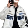 Custom Men's PU Leather Jacket| Custom American Racing Jacket| Custom Loose Jacket