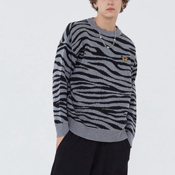 Custom Unisex Zebra Graphic Sweaters| High Street Sweaters For Lovers| Custom Knit Warm Pullover Sweaters