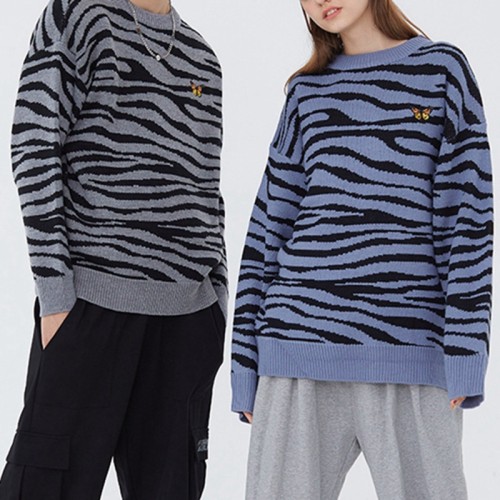 Custom Unisex Zebra Graphic Sweaters| High Street Sweaters For Lovers| Custom Knit Warm Pullover Sweaters