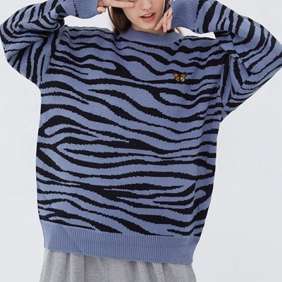 Custom Unisex Zebra Graphic Sweaters| High Street Sweaters For Lovers| Custom Knit Warm Pullover Sweaters