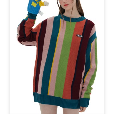 Custom Unisex Splicing Sweater| Crew Neck High Street Sweater| Colorful Knit Sweater In Winter