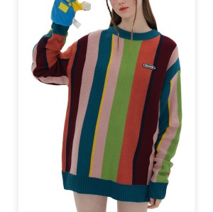 Custom Unisex Splicing Sweater| Crew Neck High Street Sweater| Colorful Knit Sweater In Winter