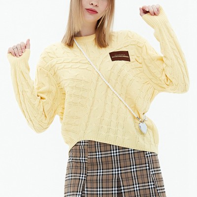 Custom Women's Street Sweater| Long Sleeve Knit Sweater In Winter| Crew Neck Jacquard Weave Sweater For Lady