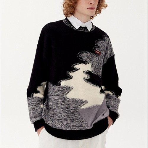 Custom Unisex High Street Sweater| Long Sleeve Knit Sweater In Winter| Custom Jacquard Weave Pullover Sweaters