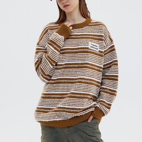 Custom Unisex Stripe Sweater| Autumn And Winter Fashion Pullover Sweaters| Custom Splicing Long Sleeve Sweater