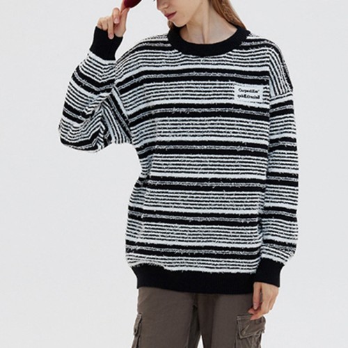 Custom Unisex Stripe Sweater| Autumn And Winter Fashion Pullover Sweaters| Custom Splicing Long Sleeve Sweater