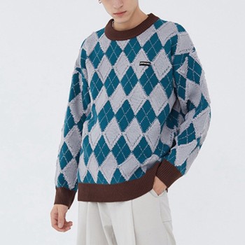 Custom Unisex Sweater| Checkered Men's Autumn/Winter Sweater | 2020 New British Couple Trend Knited Sweater For Couple