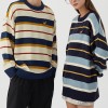 Custom Unisex Sweater| Hong Kong style Artsy Striped Sweater | Loose Fit Sweater | Unisex Sweater With New Fall Korean Knit Trendy Sweater