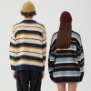 Custom Unisex Sweater| Hong Kong style Artsy Striped Sweater | Loose Fit Sweater | Unisex Sweater With New Fall Korean Knit Trendy Sweater