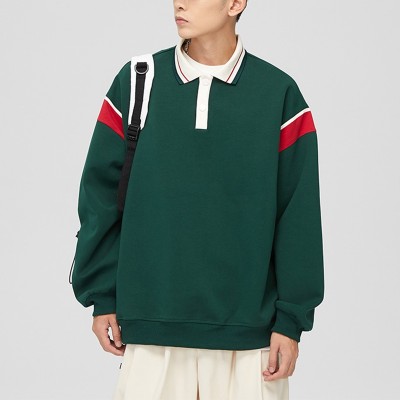 Custom Men's Contrast Color Hoodie | Sport Loose Polo Hoodie | Streetwear High Street Top