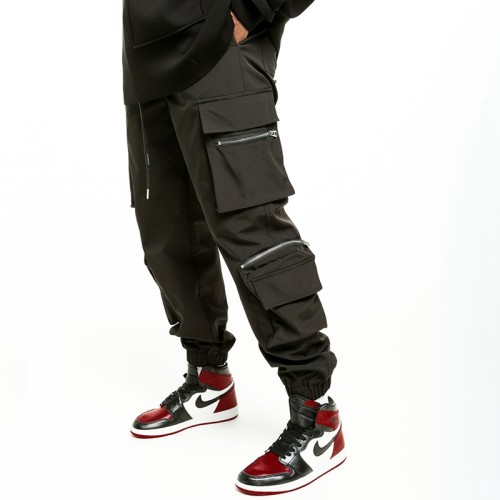 Мужские брюки-карго High Street | Мужские брюки с многофункциональными карманами | Спортивные брюки с эластичной талией и шнурком