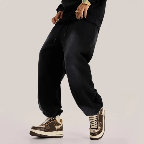 Pantalones de chándal High Street personalizados para hombre| Pantalones deportivos 100% algodón hasta el muslo | Joggers degradados con lavado de mono para hombre