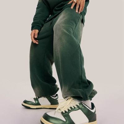 Pantalones de chándal High Street personalizados para hombre| Pantalones deportivos 100% algodón hasta el muslo | Joggers degradados con lavado de mono para hombre