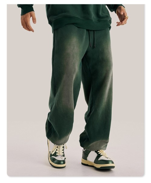 Pantalones de chándal High Street personalizados para hombre| Pantalones deportivos 100% algodón hasta el muslo | Joggers degradados con lavado de mono para hombre