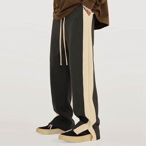 Csutom Herren-Cargohose mit seitlichem Spleißen und Schlitz| Lässige Herrenhose aus Baumwolle| Maßgeschneiderte Hose mit weitem Bein und geradem Bein
