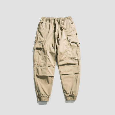 Custom Men's Wid Leg Cargo Pants| Casual Retro Functional Overalls| Comfort Cotton Elastic Waist Pants