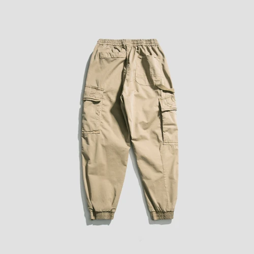 Custom Men's Wid Leg Cargo Pants| Casual Retro Functional Overalls| Comfort Cotton Elastic Waist Pants