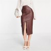 Custom Women's Faux Leather Croc Midi Skirt| Custom Fashion Skirt| Wholesale Slim Fit Skirt