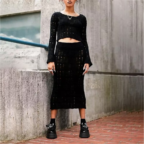 Custom Women's Knitted Midi Skirt| Custom Casual Skirt| Wholesale Slim Fit Skirt