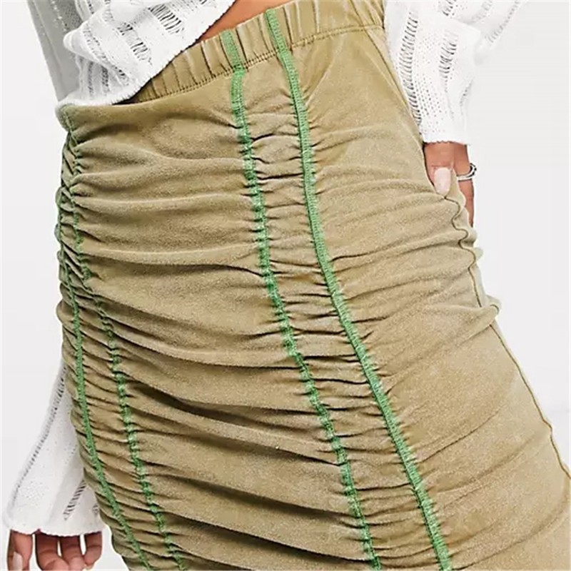 Custom Women's Vintage Ruched Midi Skirt