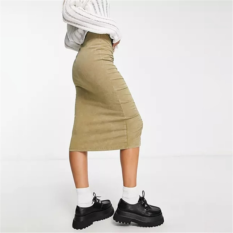 Custom Women's Vintage Ruched Midi Skirt