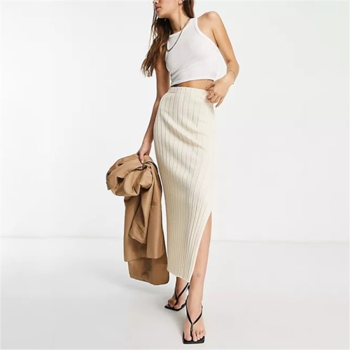 Custom Women's Lightweight Knit Midi Skirts| Custom Casual Skirts| Wholesale Slim Skirts