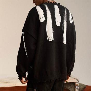 Custom Men's Knit Sweater| HIgh Street Printing Design Sweater For Men| Custom Tassel Crew Wool Sweater